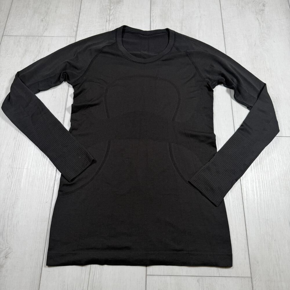 Lululemon Swiftly Tech Long Sleeve Women's 8 Running Yoga Black Pilates